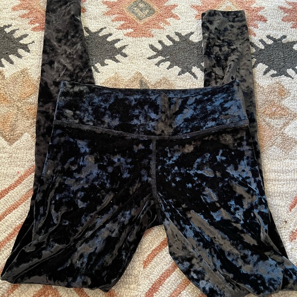 Victorias Secret PINK Ultimate Yoga Flat Leggings Velour Velvet Black - Picture 3 of 4